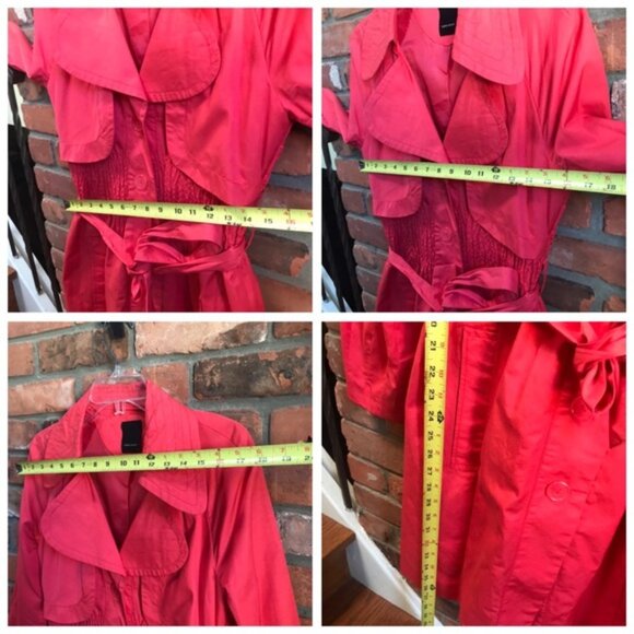 Vero Moda Coral Trench Coat Jacket Fit Flare Belt Pockets Slimming Lined Waist M - Picture 14 of 15